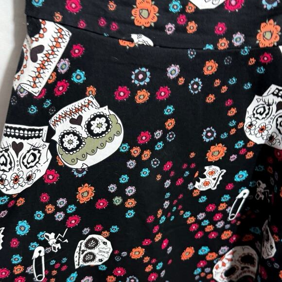 OTEN Sugar Skull Dress Colourful Day Of The Dead Pin Up Rockabilly Sz 2X - Picture 4 of 4